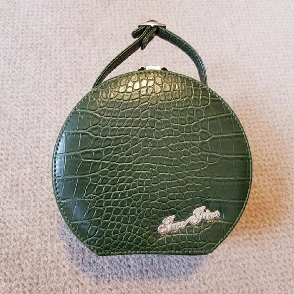 Vintage Green Croc Embossed Hard Shell Bag - Pinup
